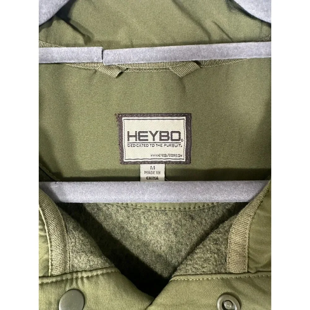 HEYBO Outdoors Mens M Green Fleece Pullover Snap Neck Hunting Fishing Sweater